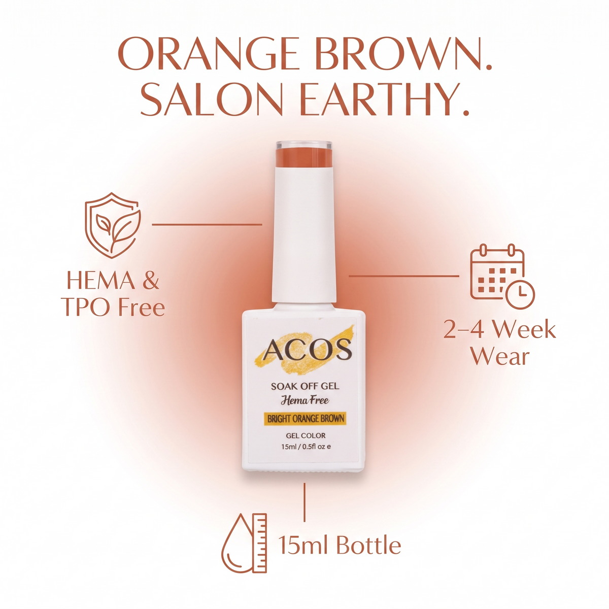 ACOS HF084 HEMA-free Bright Orange Brown gel colour product details