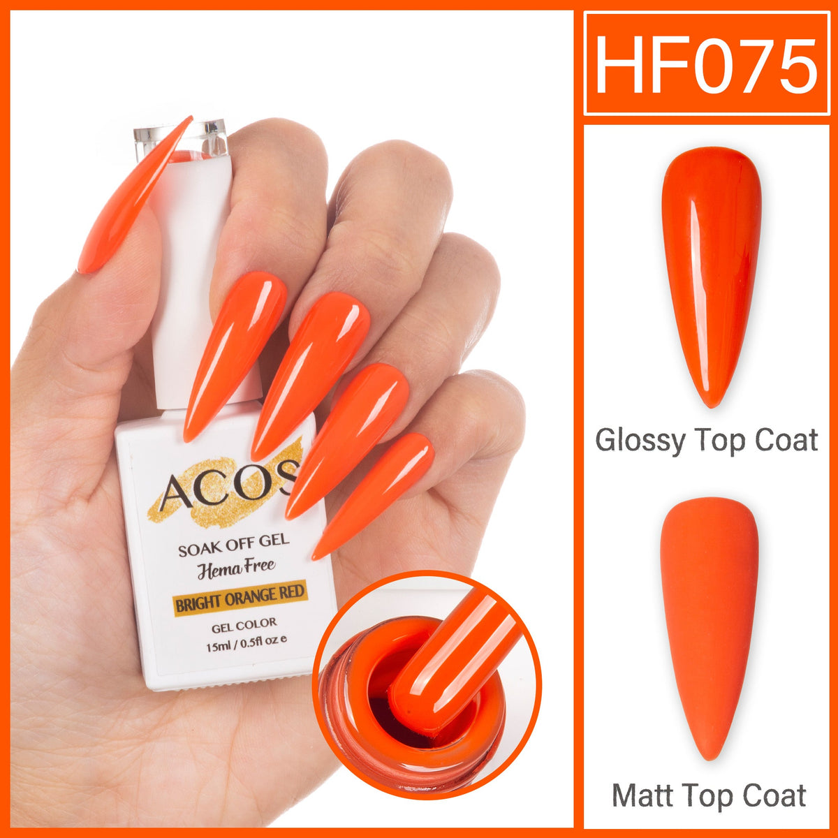 ACOS Hema Free Gel Colour BRIGHT ORANGE RED (075)