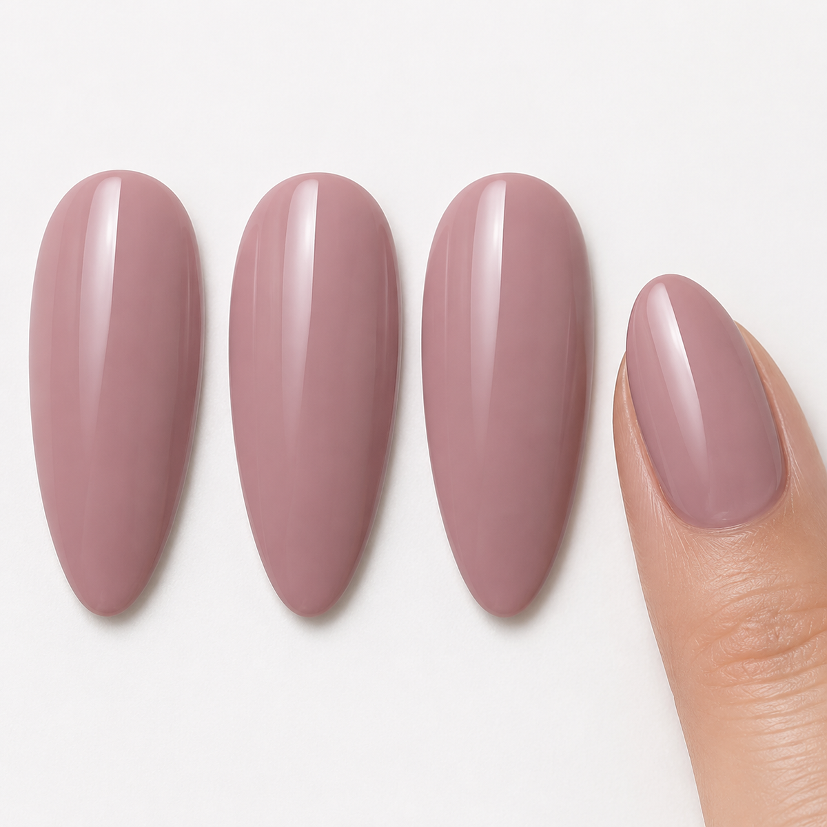 ACOS HF054 Dark Grape glossy dusty mauve swatches and manicure detail