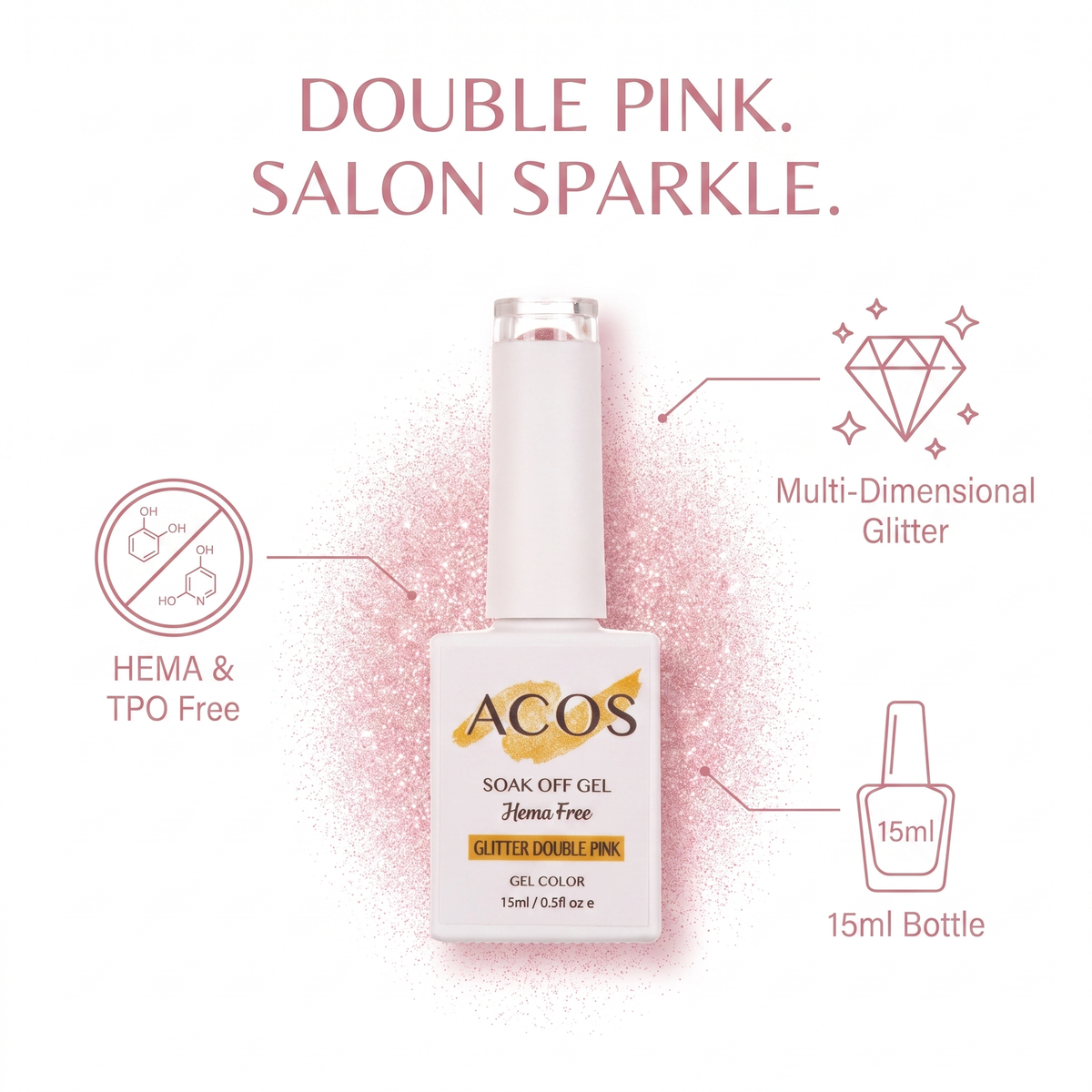 ACOS Glitter Double Pink 092 HEMA-free gel colour feature graphic