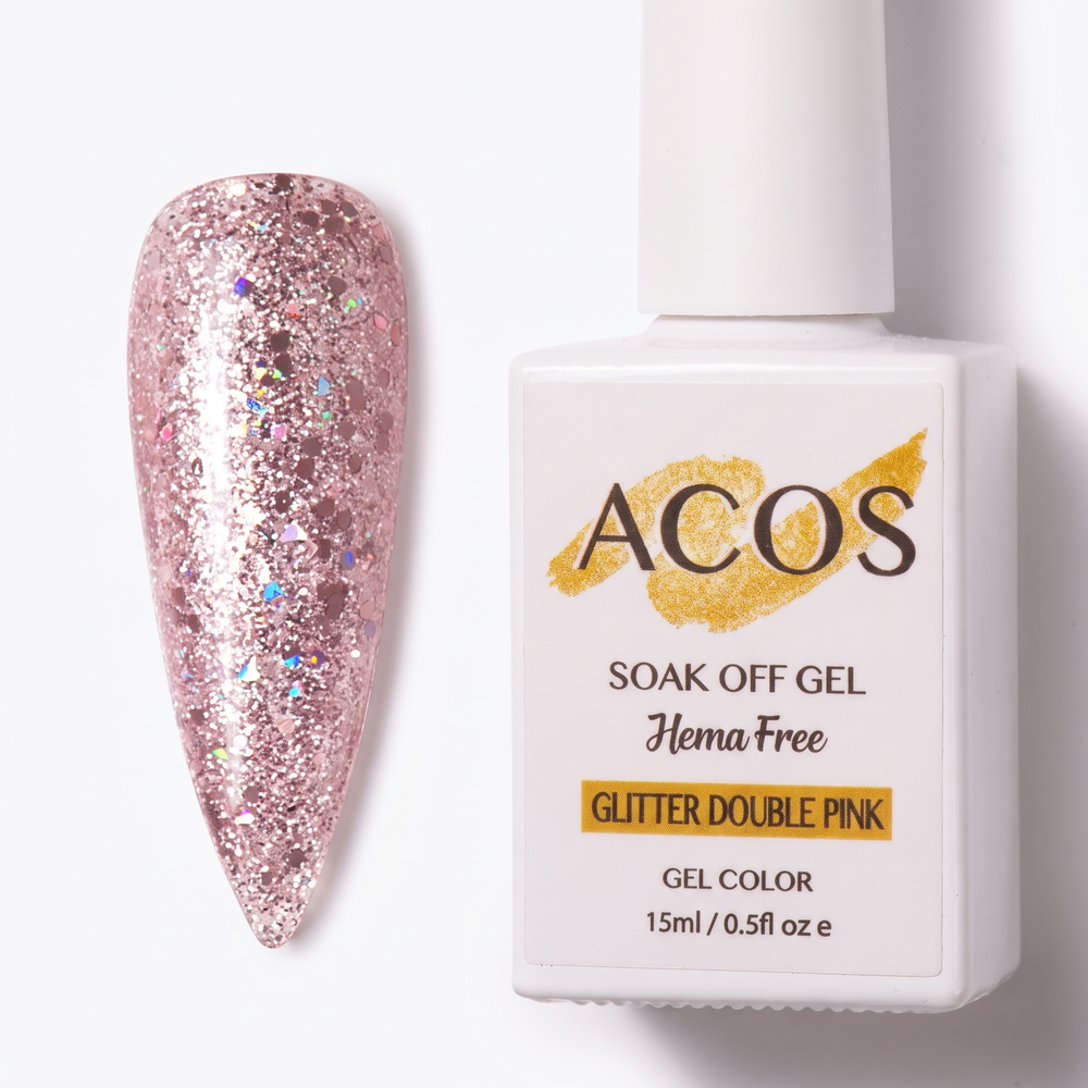 ACOS Glitter Double Pink 092 gel nail colour swatch