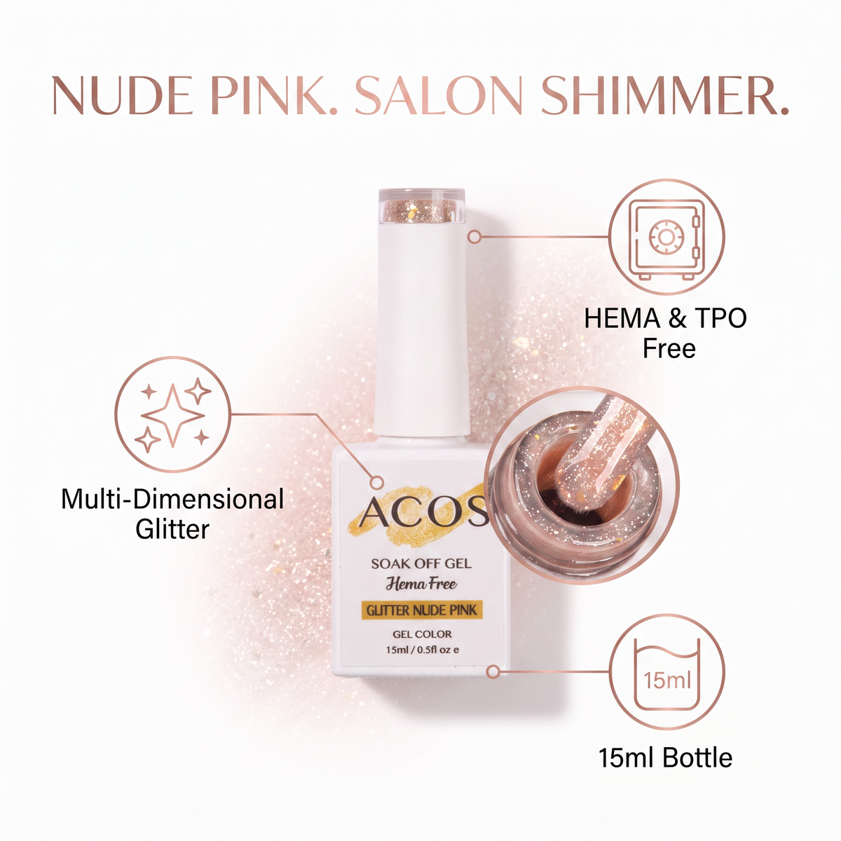 ACOS Glitter Nude Pink gel colour benefits