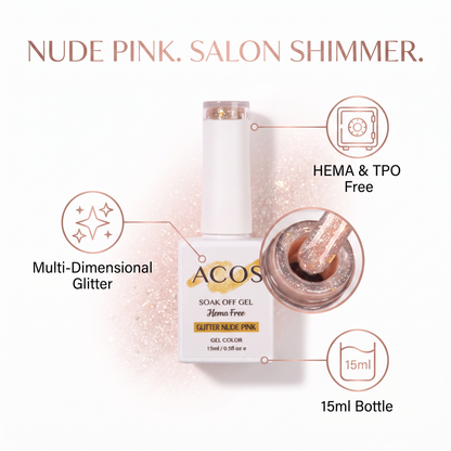 ACOS Glitter Nude Pink gel colour benefits
