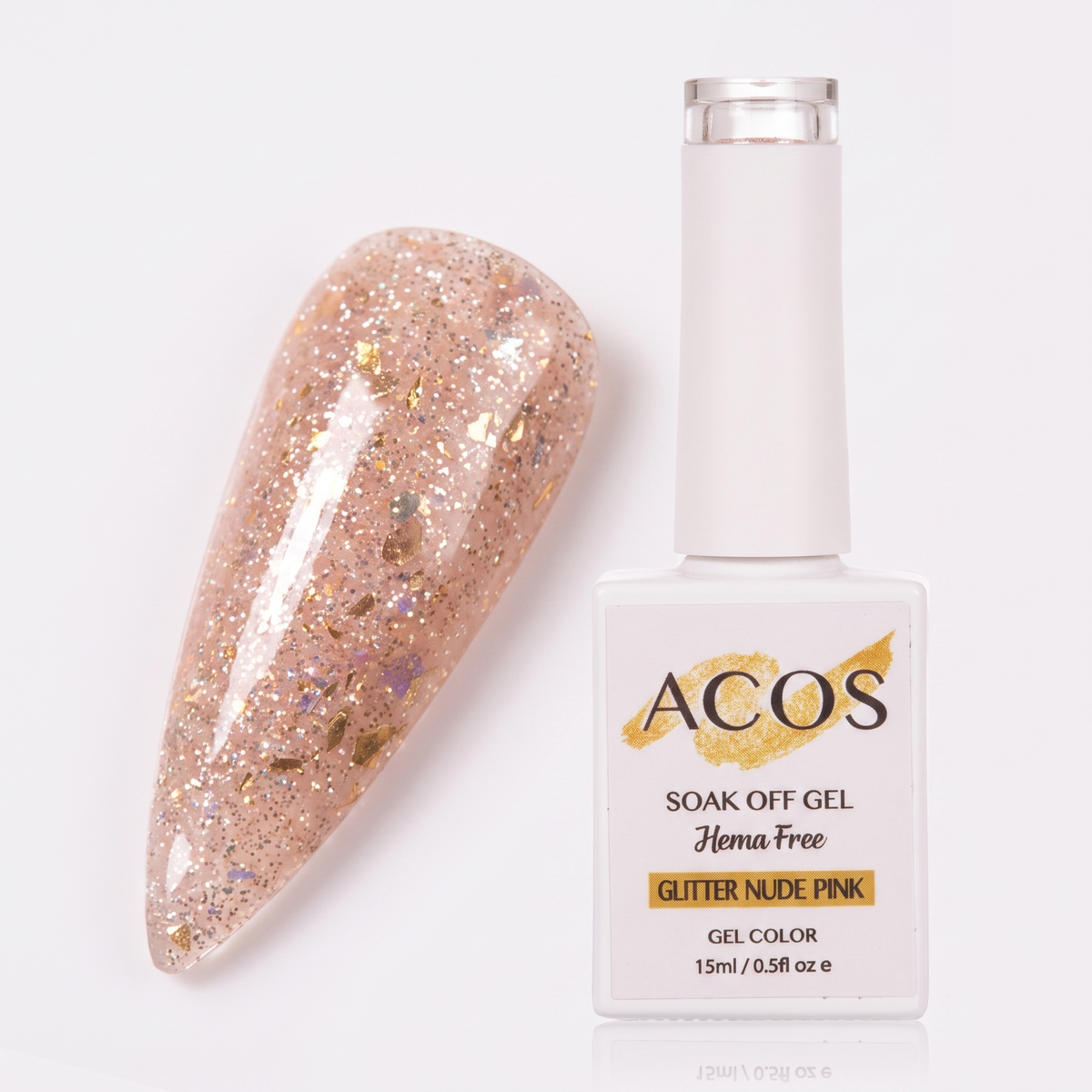 ACOS Glitter Nude Pink nail swatch
