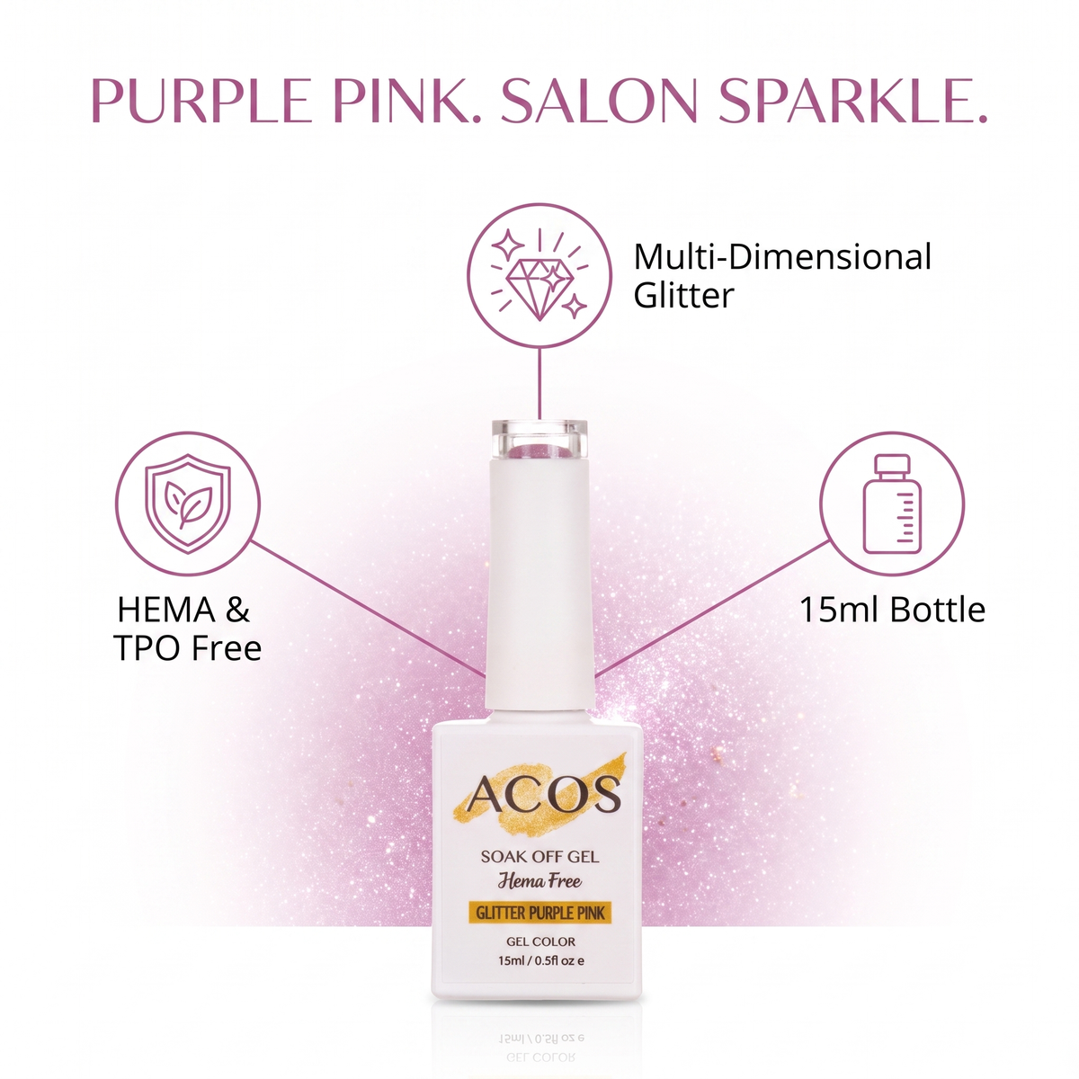 ACOS Glitter Purple Pink 087 gel polish feature graphic