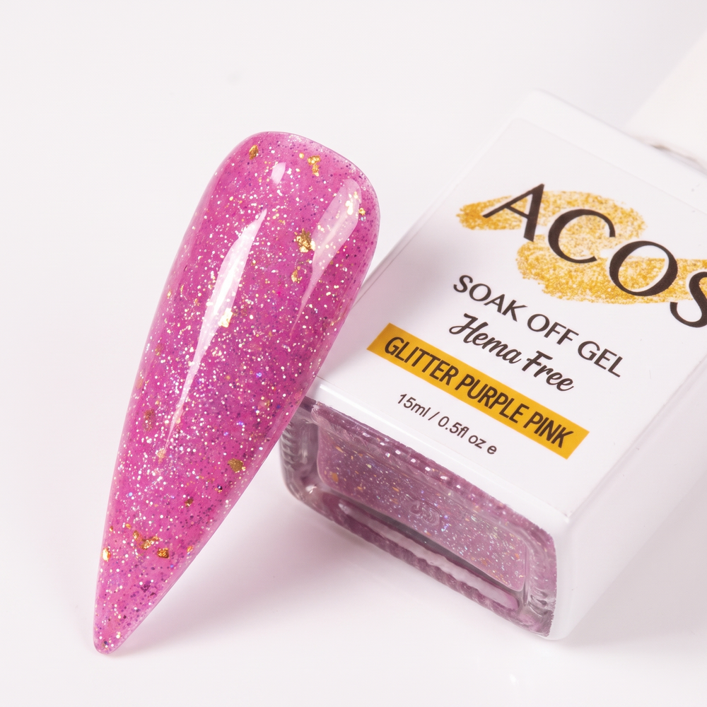 ACOS Glitter Purple Pink 087 gel polish nail swatch
