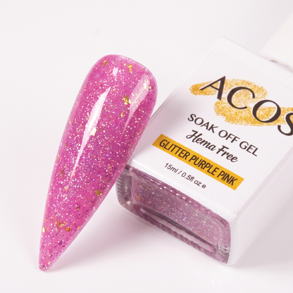 ACOS Glitter Purple Pink 087 gel polish nail swatch
