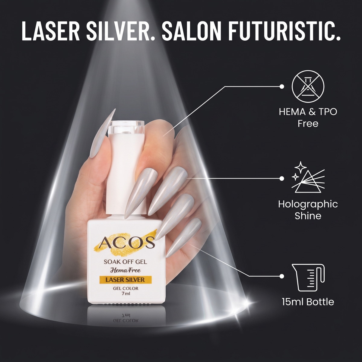 ACOS Laser Silver 096 gel polish feature graphic