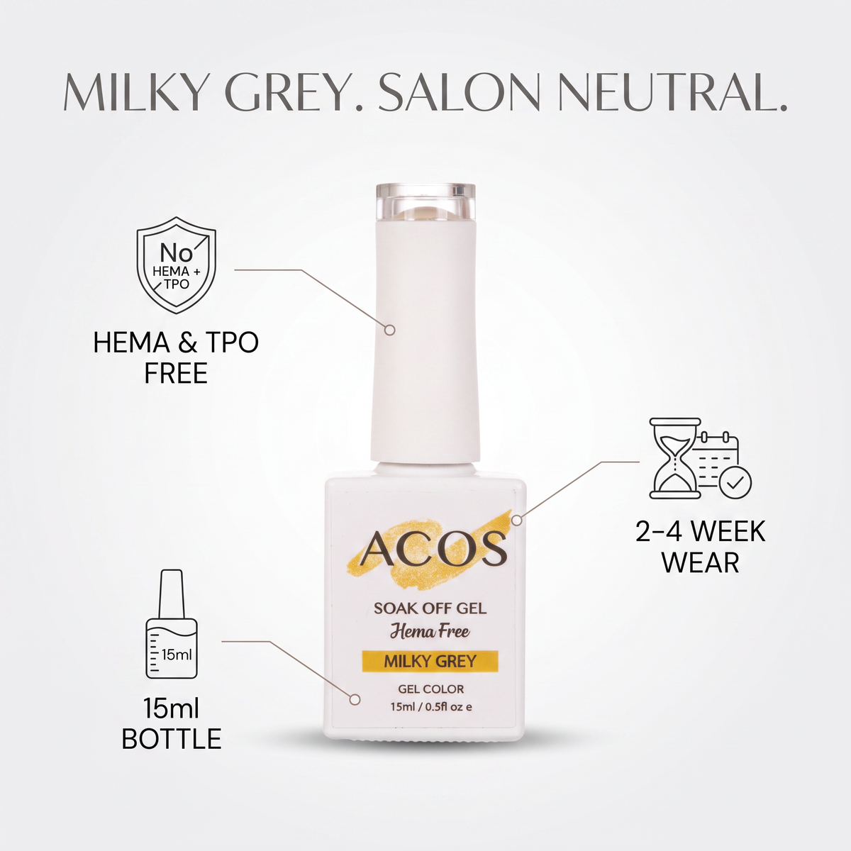 ACOS HF083 Milky Grey gel colour nail swatches
