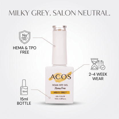 ACOS HF083 Milky Grey gel colour nail swatches