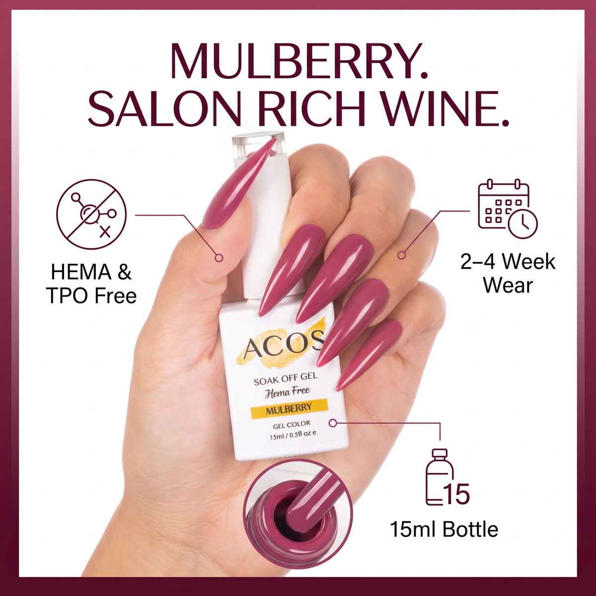 ACOS Mulberry 017 HEMA-free gel colour feature graphic