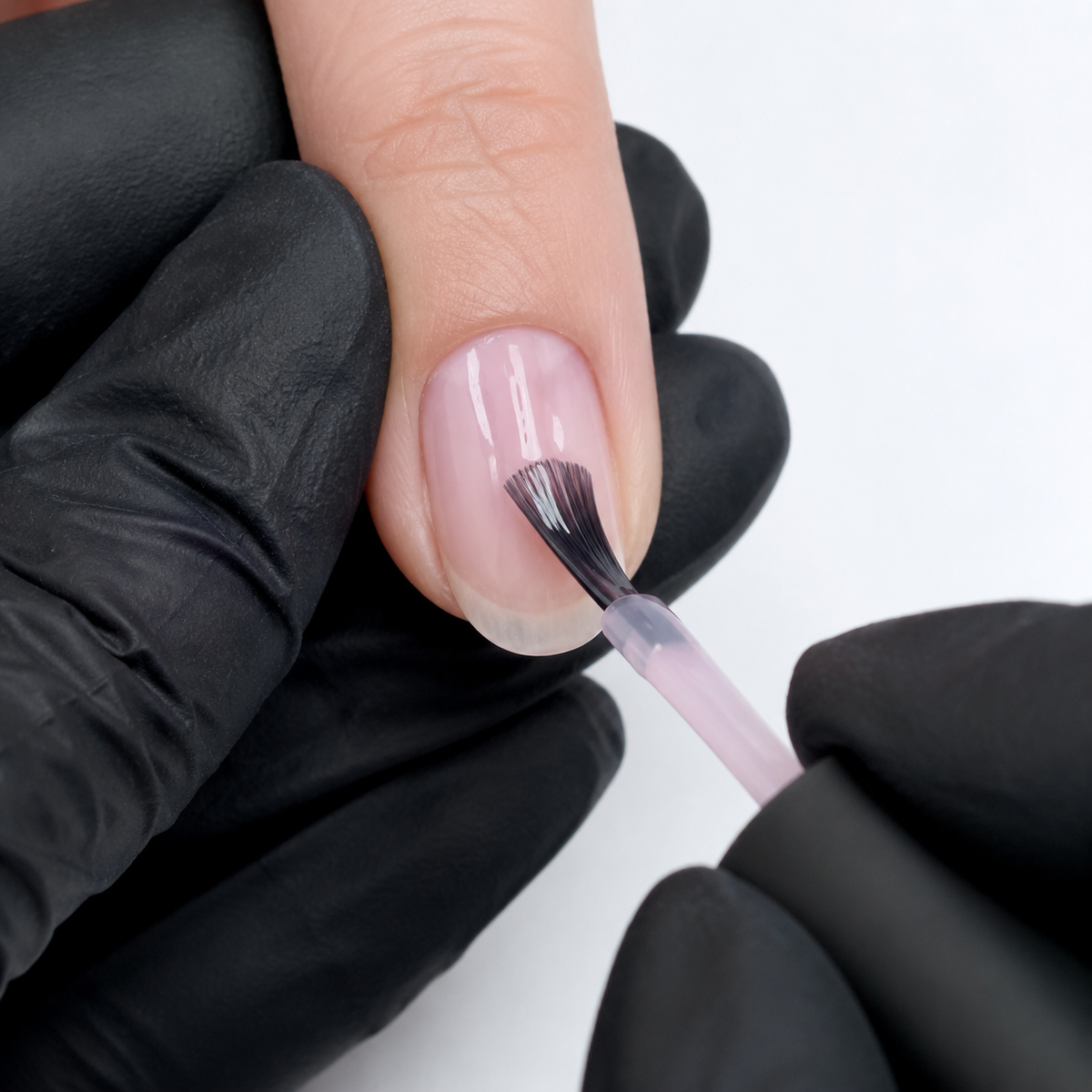 Professional application of ACOS HF062 sheer transparent-purple HEMA-free gel colour