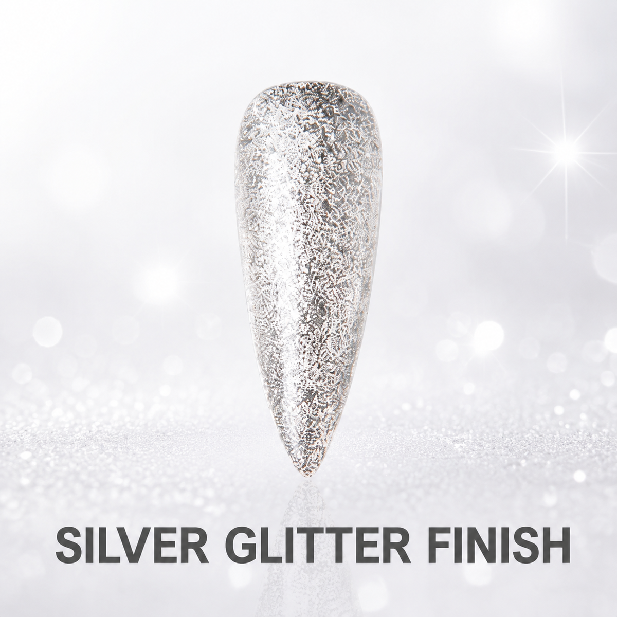 ACOS shade 093 gel colour swatch with reflective silver glitter finish