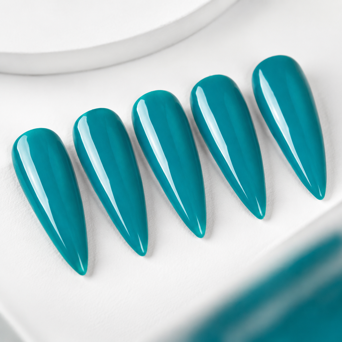 ACOS Green 056 finished nail swatches with a smooth glossy finish