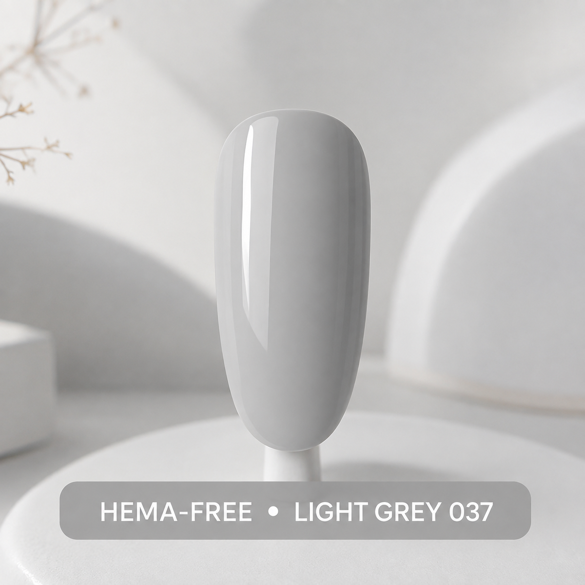 ACOS Hema Free Light Grey 037 gel colour on an artificial nail tip