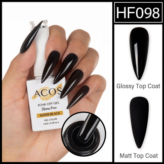 ACOS Super Black 098 HEMA-free soak-off gel polish 15ml bottle