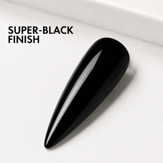 ACOS HF098 Super Black gel colour swatch with a glossy black finish
