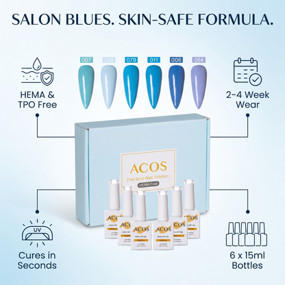 ACOS HEMA Free Gel Polish blue set benefits
