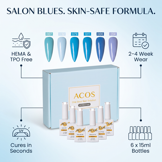 ACOS HEMA Free Gel Polish blue set benefits