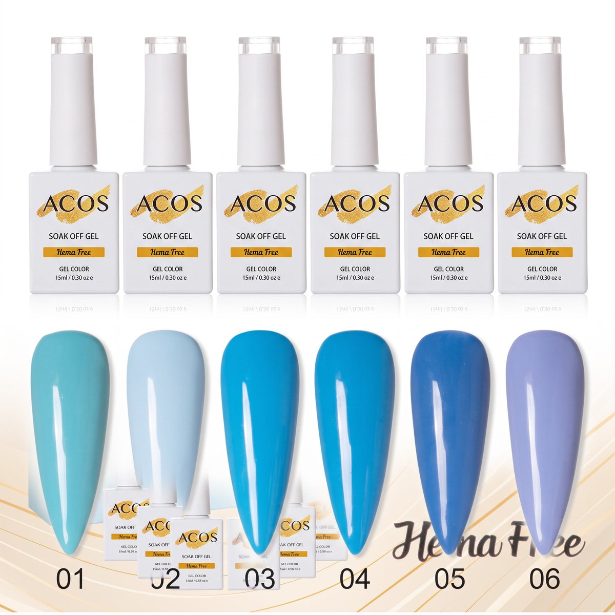 ACOS blue gel polish shade swatches