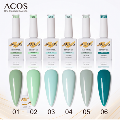 ACOS green gel polish shade swatches