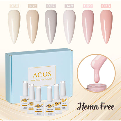 ACOS Hema Free Gel Polish 6pcs Set (Nude Colour )