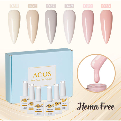 ACOS Hema Free Gel Polish 6pcs Set (Nude Colour ) - Lashmer