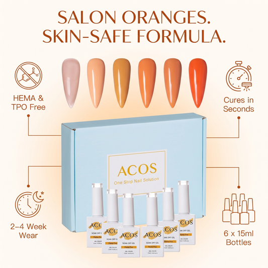 ACOS HEMA Free Gel Polish orange set benefits