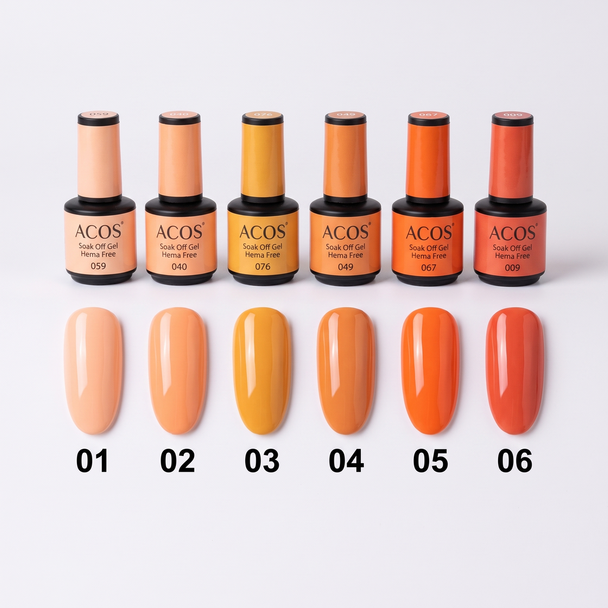 ACOS orange gel polish shade swatches