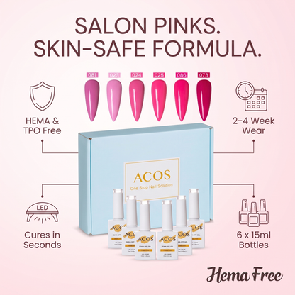 ACOS HEMA Free Gel Polish pink set benefits