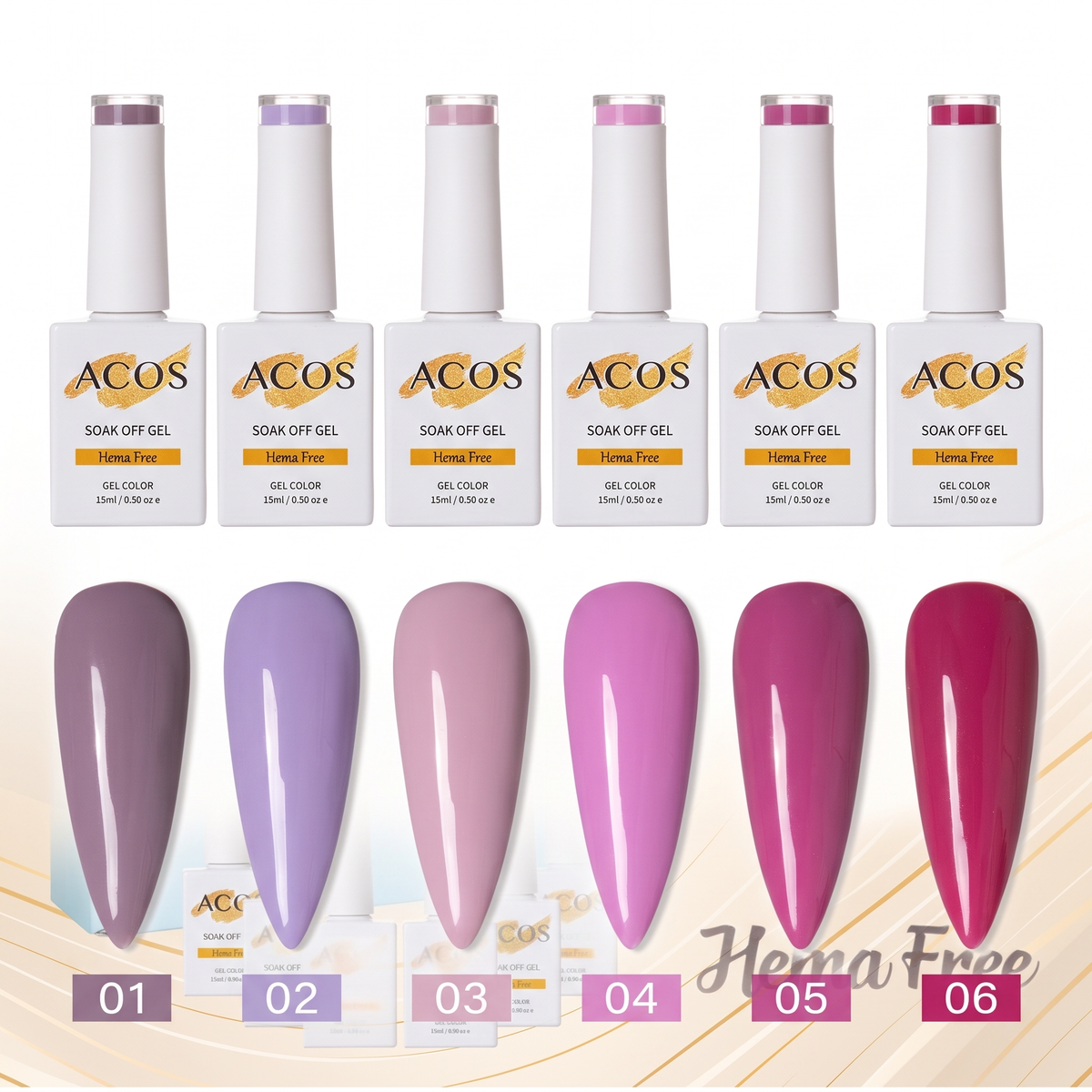 ACOS purple gel polish shade swatches