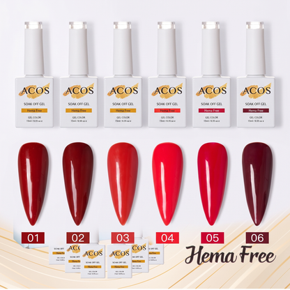 ACOS red gel polish shade swatches