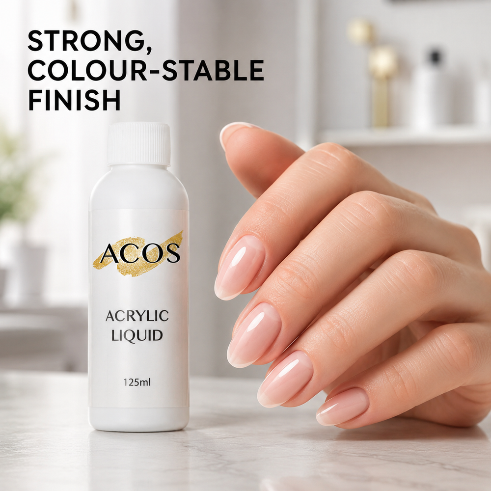 Strong smooth colour-stable acrylic nail finish with ACOS Acrylic Liquid 125ml