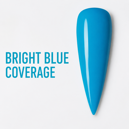 ACOS Blue 061 gel polish on a glossy artificial nail tip