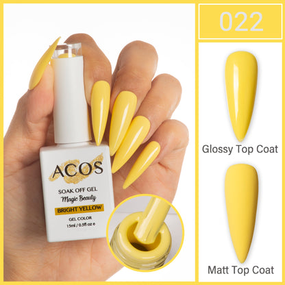 ACOS Magic Beauty Bright Yellow 022 Gel Polish 15ml bottle