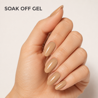 ACOS Brown Tea 030 gel manicure with SOAK OFF GEL benefit text
