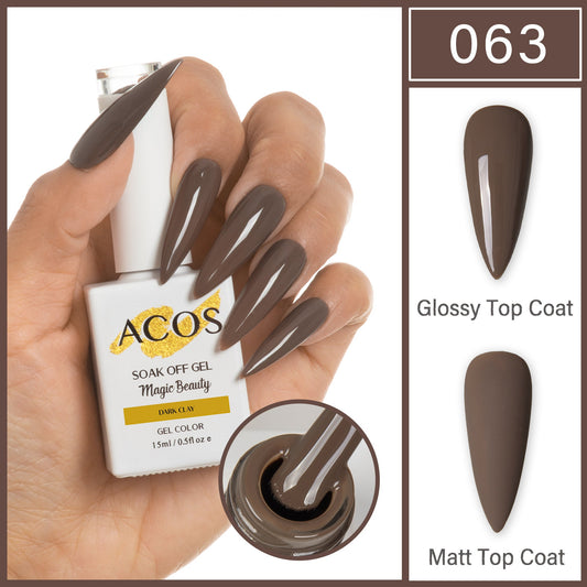 ACOS Magic Beauty Dark Clay 063 Gel Polish 15ml bottle