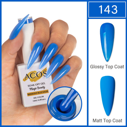 ACOS Magic Beauty Iridescent Blue Gauze 143 gel polish bottle, 15ml