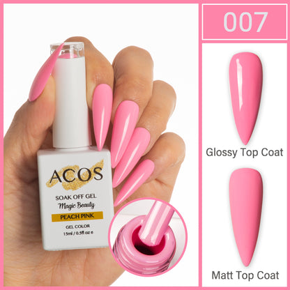 ACOS Magic Beauty Gel Polish Colour Peach Pink (007)