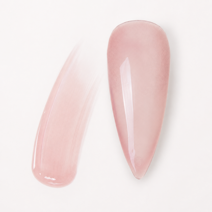 ACOS Transparent Pink 076 sheer gel polish swatch and brush stroke