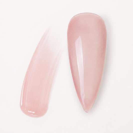 ACOS Transparent Pink 076 sheer gel polish swatch and brush stroke