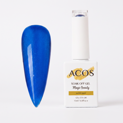 ACOS Magic Beauty Glossy Blue 100 gel polish nail swatch