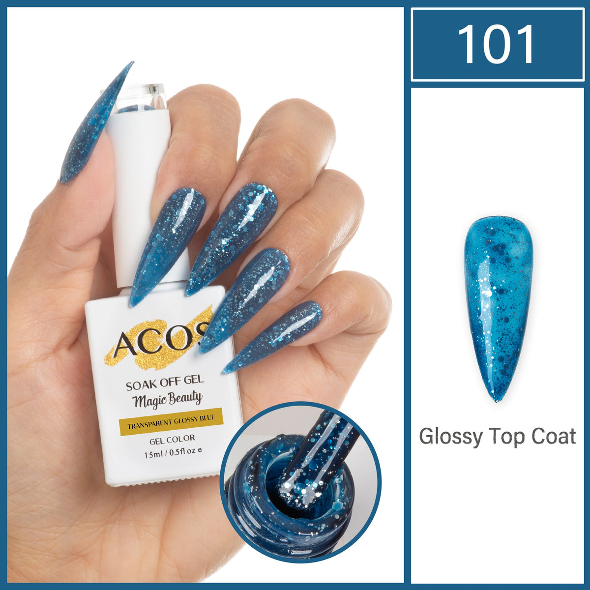 ACOS Magic Beauty Gel Polish Colour GLOSSY BLUE (101)