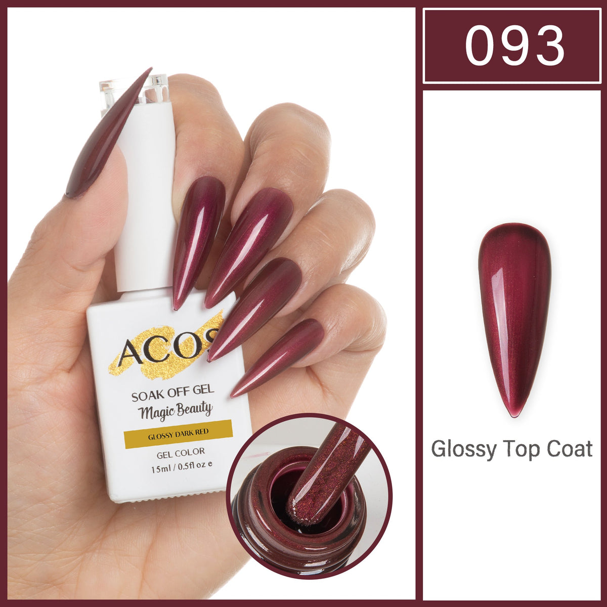 ACOS Magic Beauty Gel Polish GLOSSY DARK RED (093)