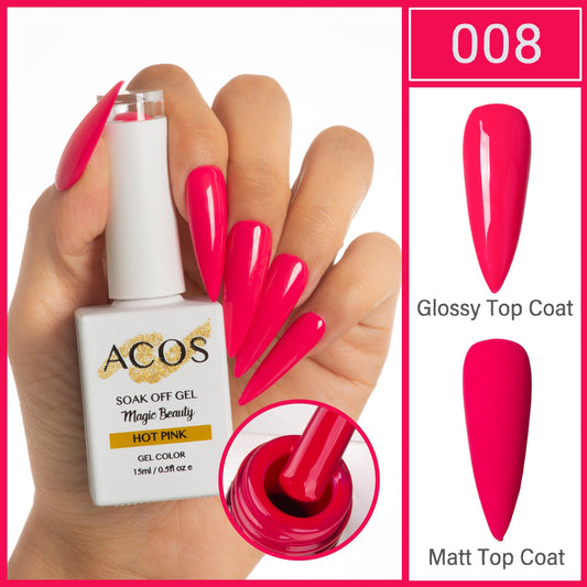ACOS Magic Beauty Hot Pink 008 gel polish 15ml bottle