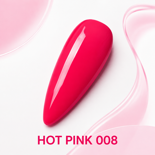 Hot Pink 008 gel polish swatch with glossy vivid fuchsia colour