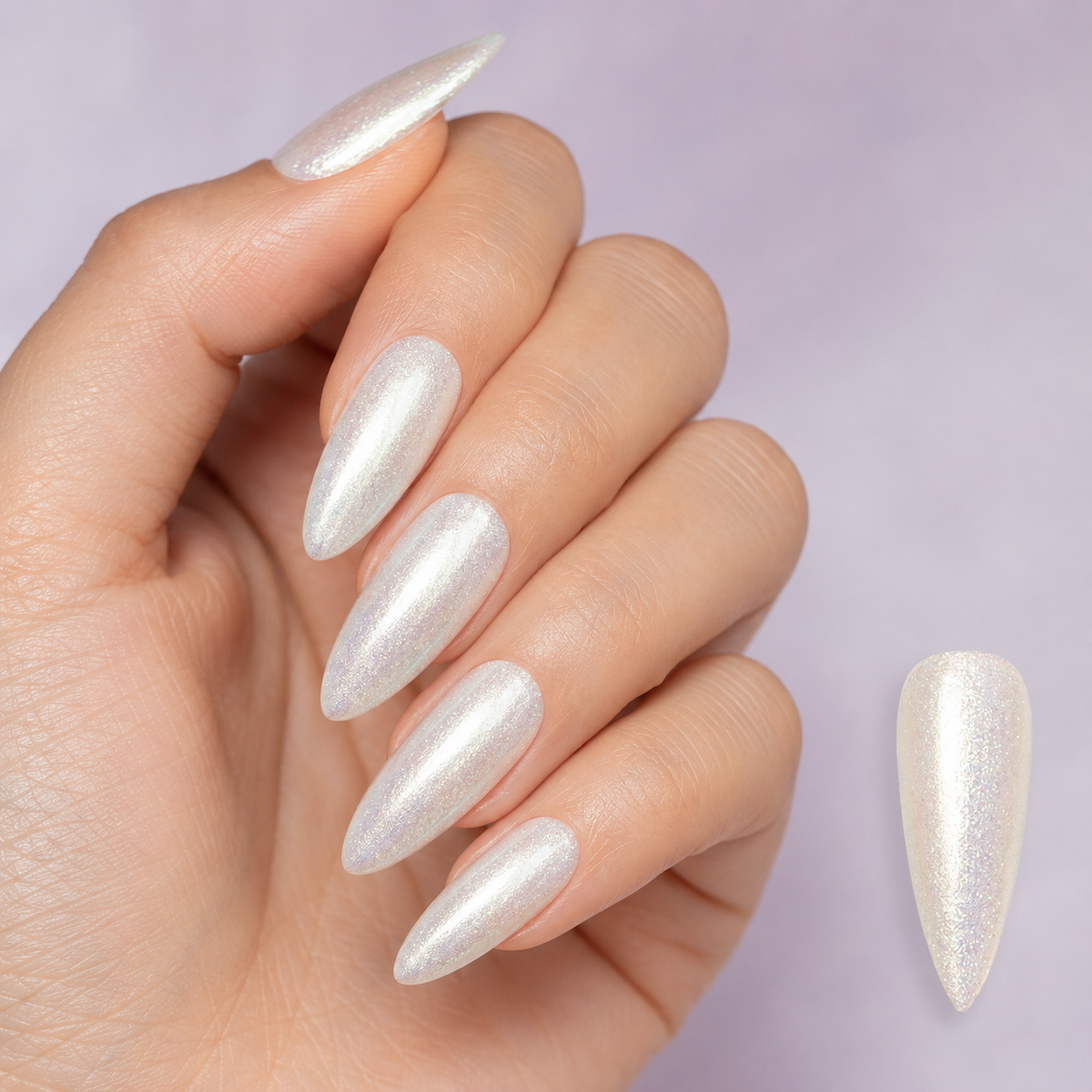 Finished almond manicure in ACOS Jewelry #2 042 gel polish