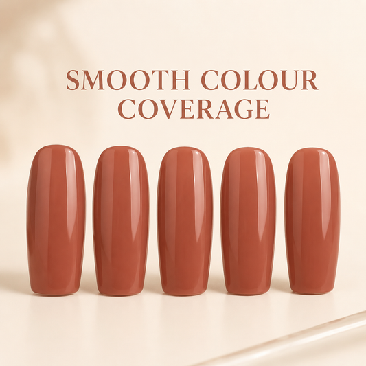 Light Brown Red 053 gel swatches with smooth colour coverage