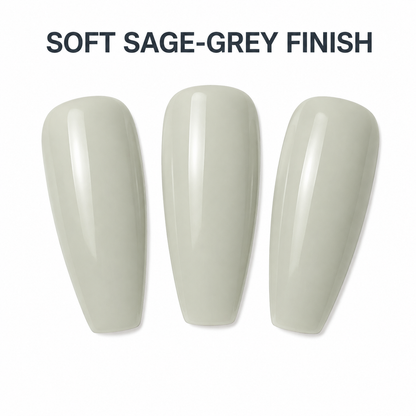 ACOS Gel069 light green-grey swatches with Soft Sage-Grey Finish benefit text