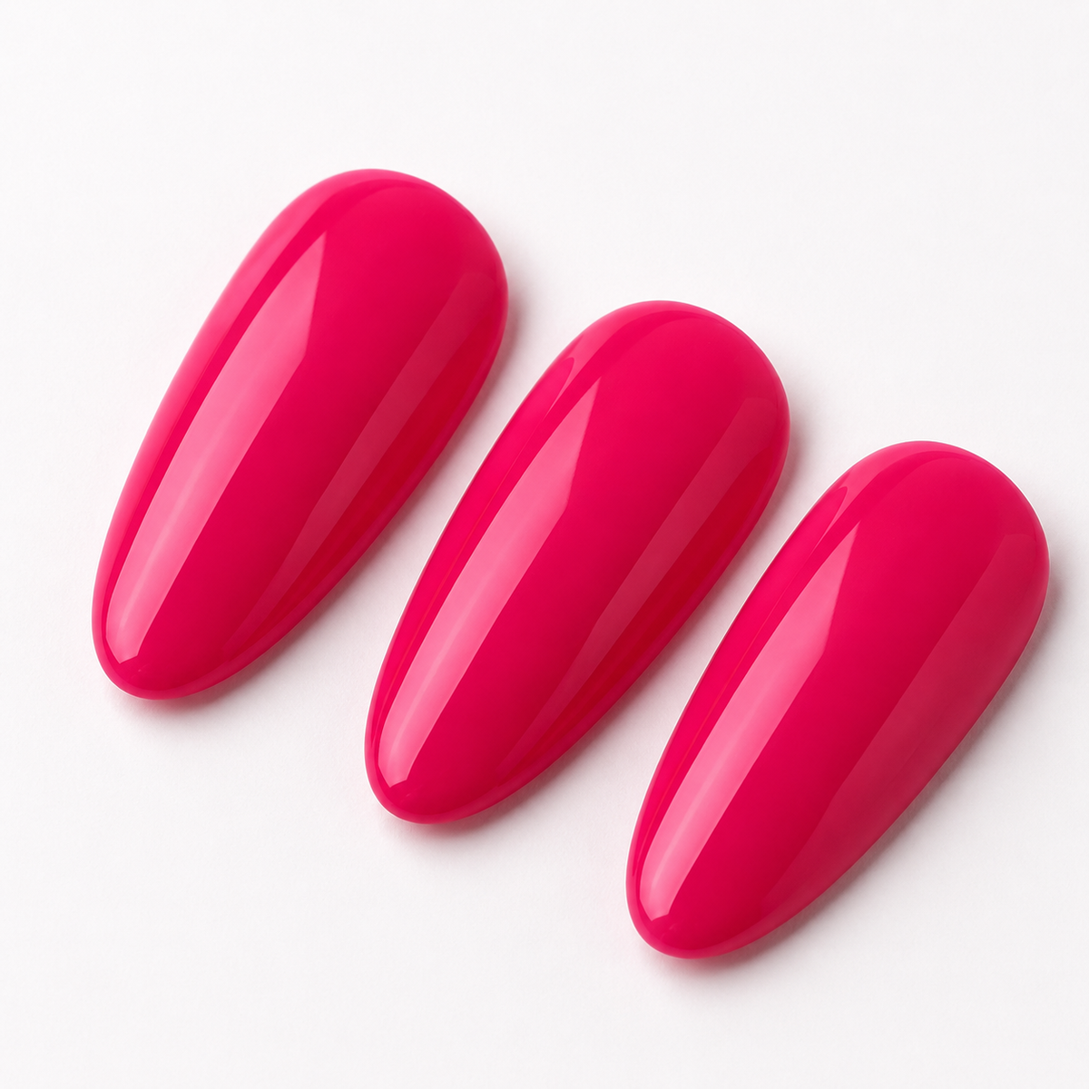 ACOS Light Peach Red 060 shown on three glossy nail swatch tips